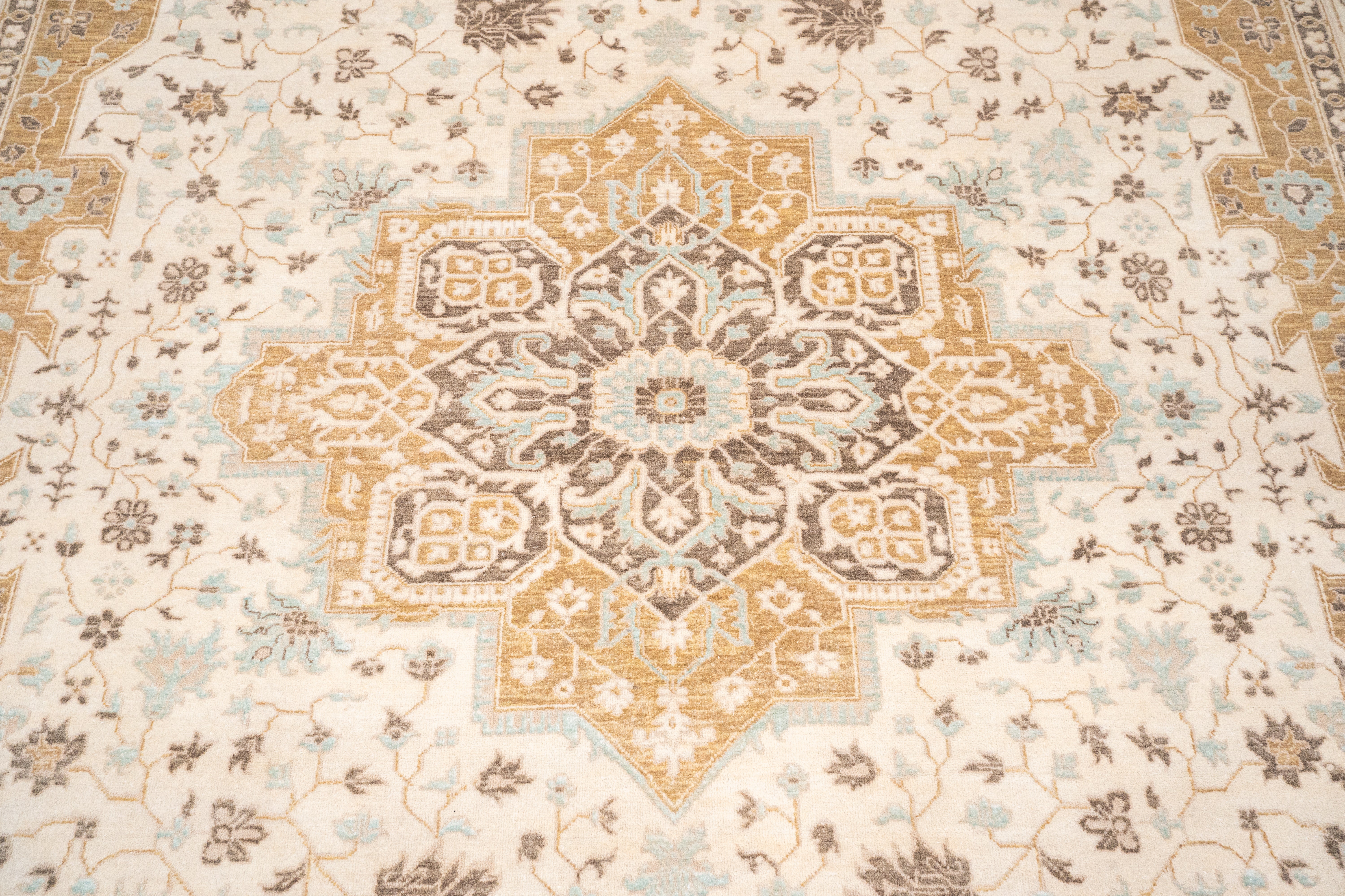 Handknotted Carpet DIA- 903 SERAPI,  Old Lace, Earth Yellow, Light Silver & Pastel Brown
